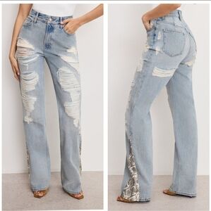NWT Good American The Khloé Jean Snake Skin Indigo1018 - Size 8
